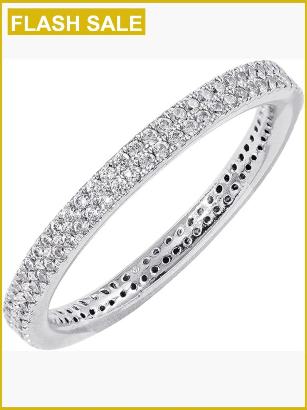2.5mm Double Row Pave Eternity Band Ring Size 10 Cubic Zirconia